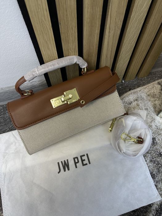 Сумка JW PEI молочна з коричневим