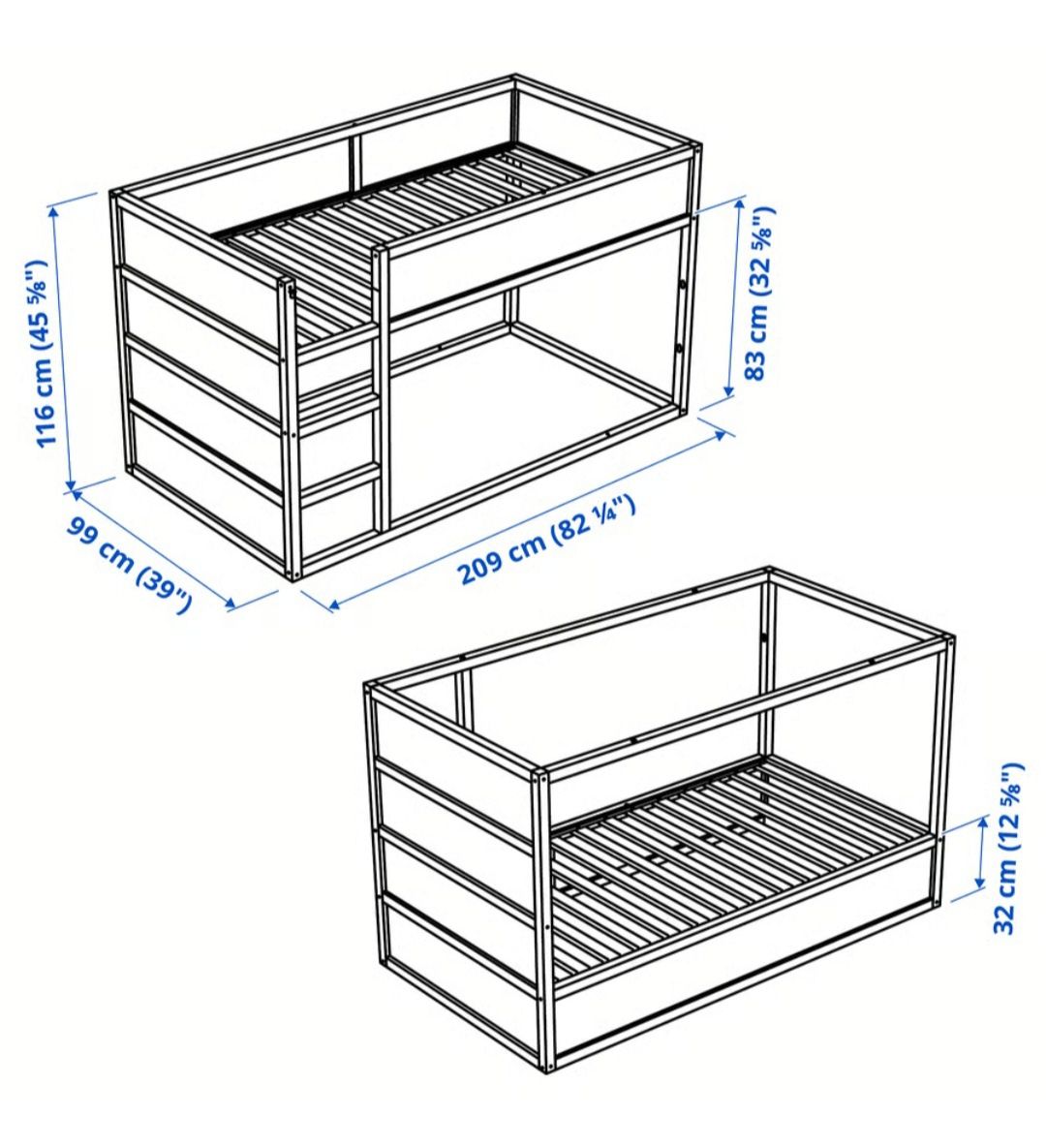 Łóżko dwustronne Ikea Kura + materac 200x90