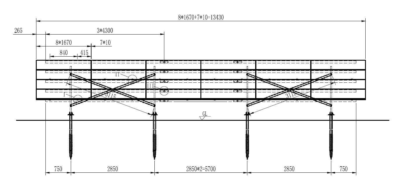 Aluminiowa konstrukcja na grunt 4 x 8 modułów poziomo fotowoltaika