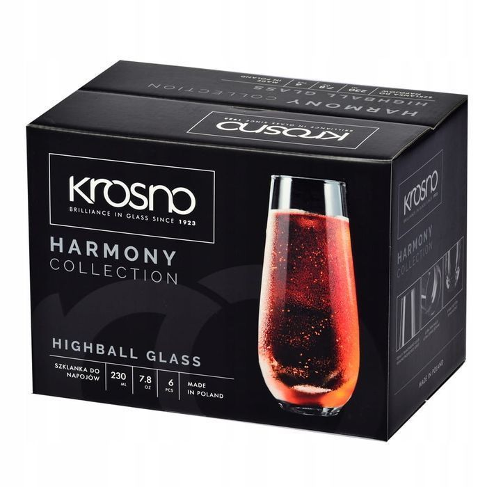 Szklanki Do Napojów Harmony Krosno 6X230Ml Cienkie