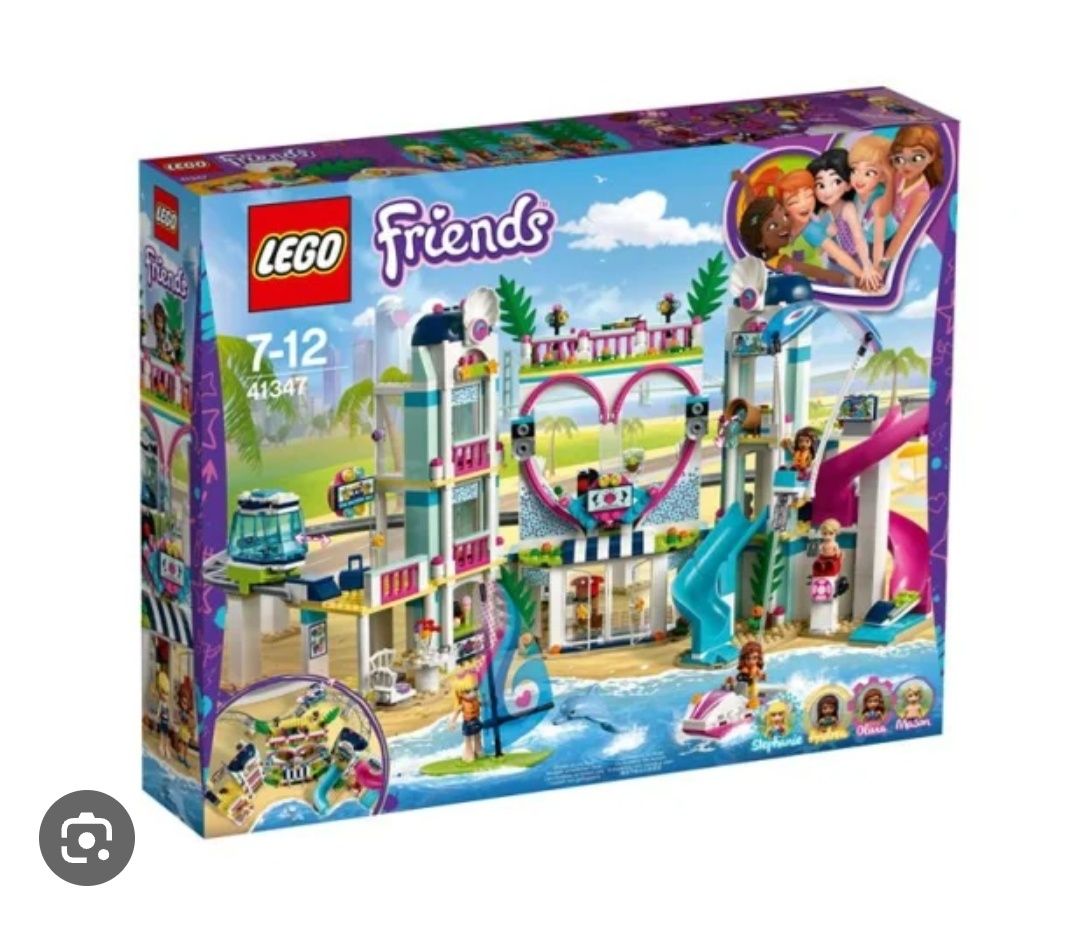 Lego Friends- Kurort w Heartlake, kolejka górska, zestaw serce, klocki