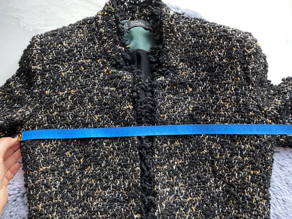 Marynarka żakiet Zara czarny z kolorową nitką tweed