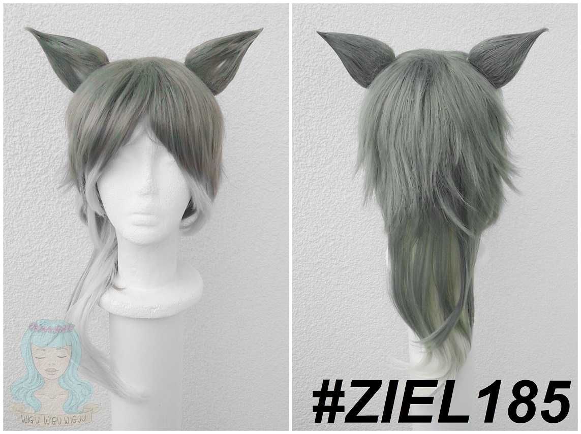 Peruka szara zielona z uszkami cosplay wig Legosi Beastars