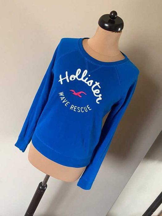 Hollister bluza sweter damski niebieski chaber nadruk basic