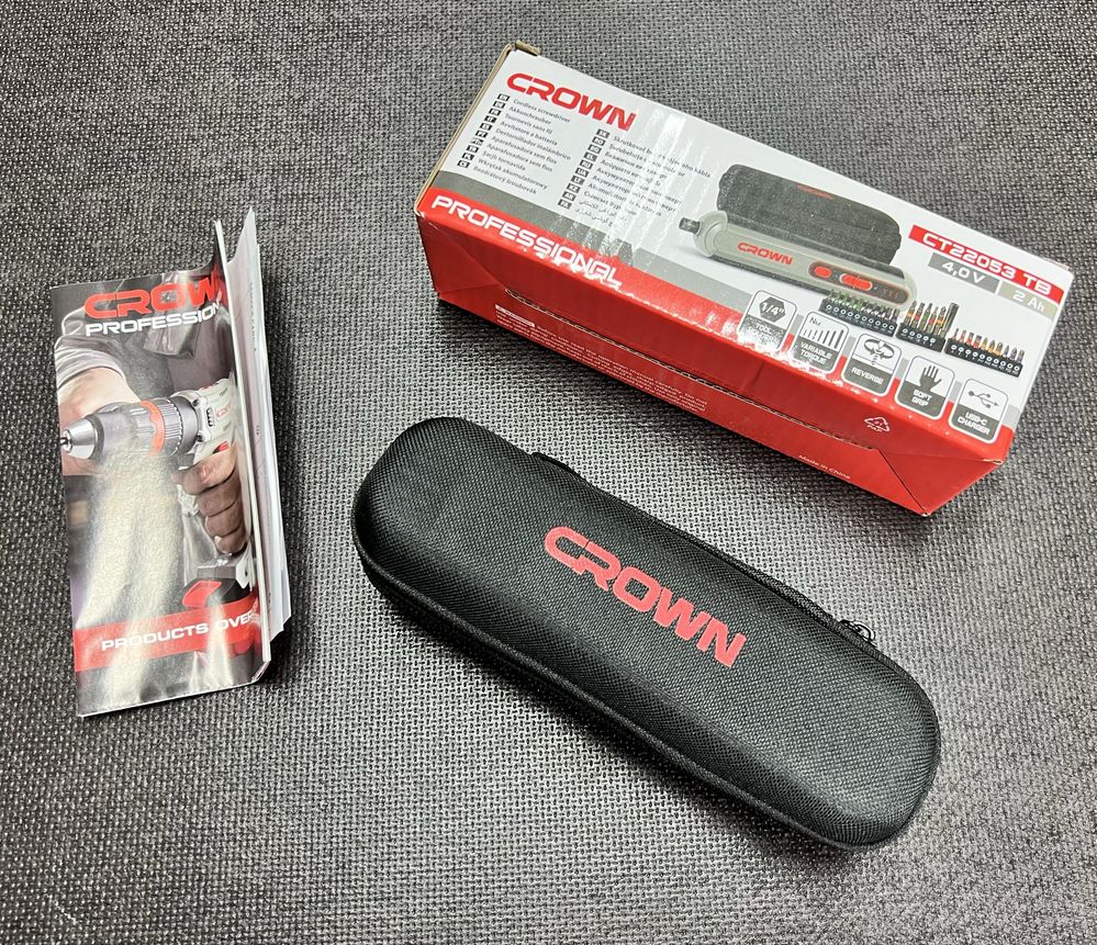 Новинка! Аккумуляторная отвертка викрутка CROWN CT22053TB Набор бит