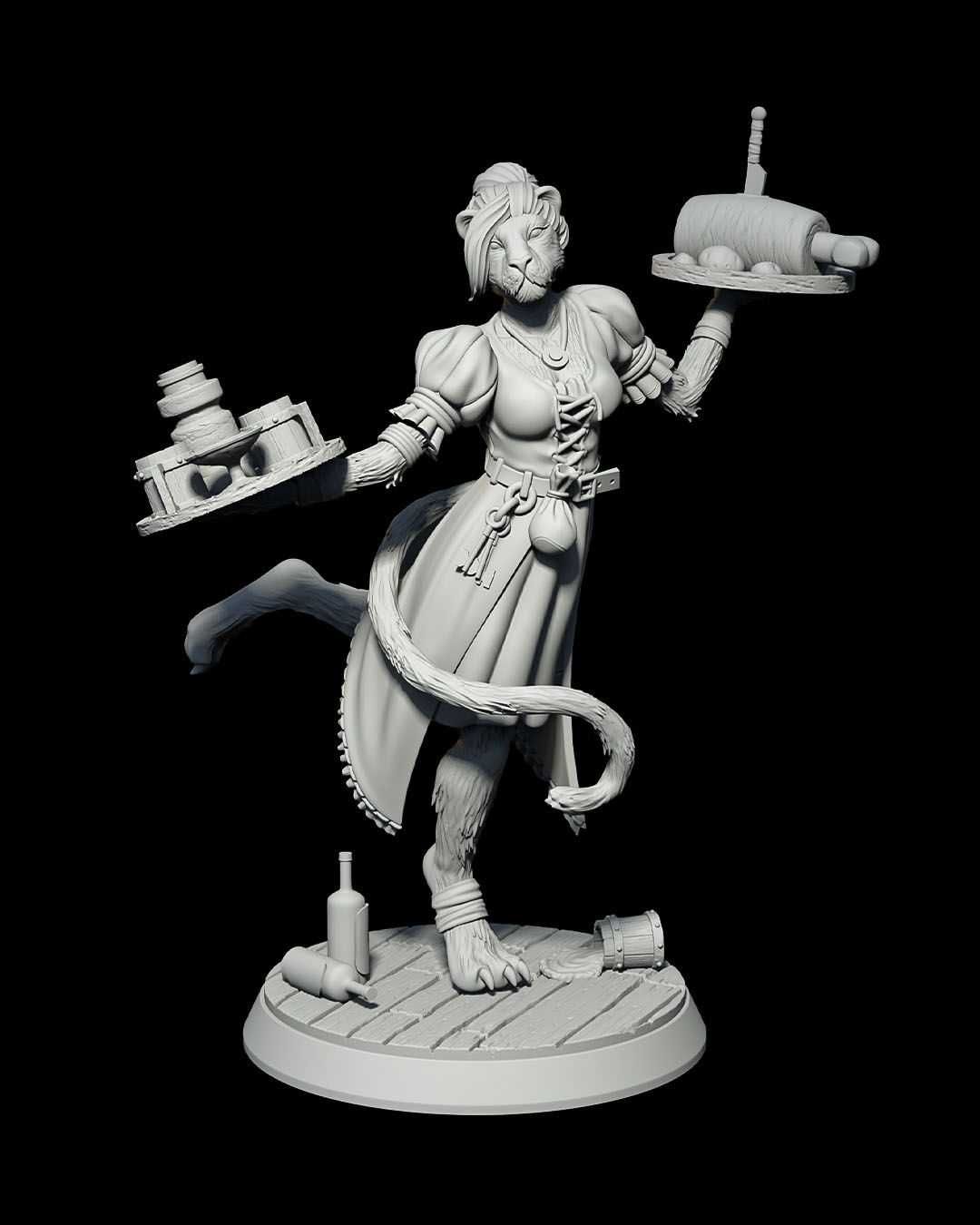 Ms. Tabiha Tabaxi kelnerka 32mm 14K zgodna z DnD RPG Pathfinder Warham