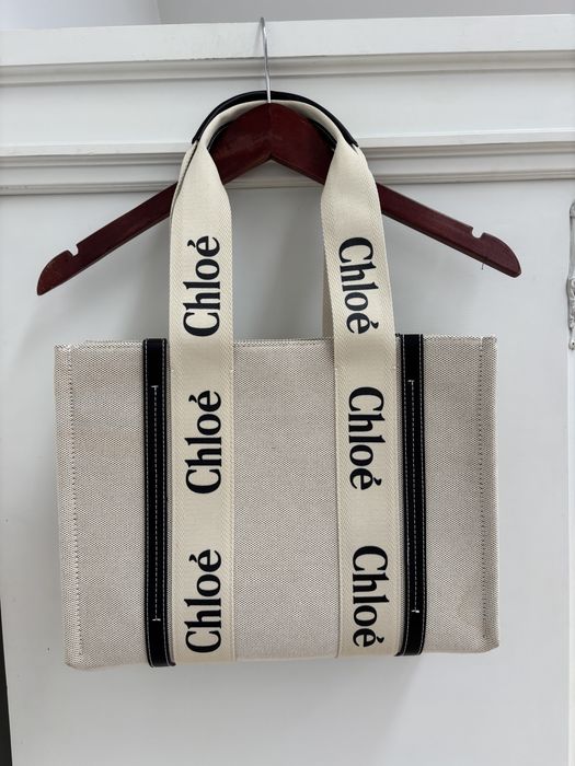 Torebka shopperka beżowa logowana