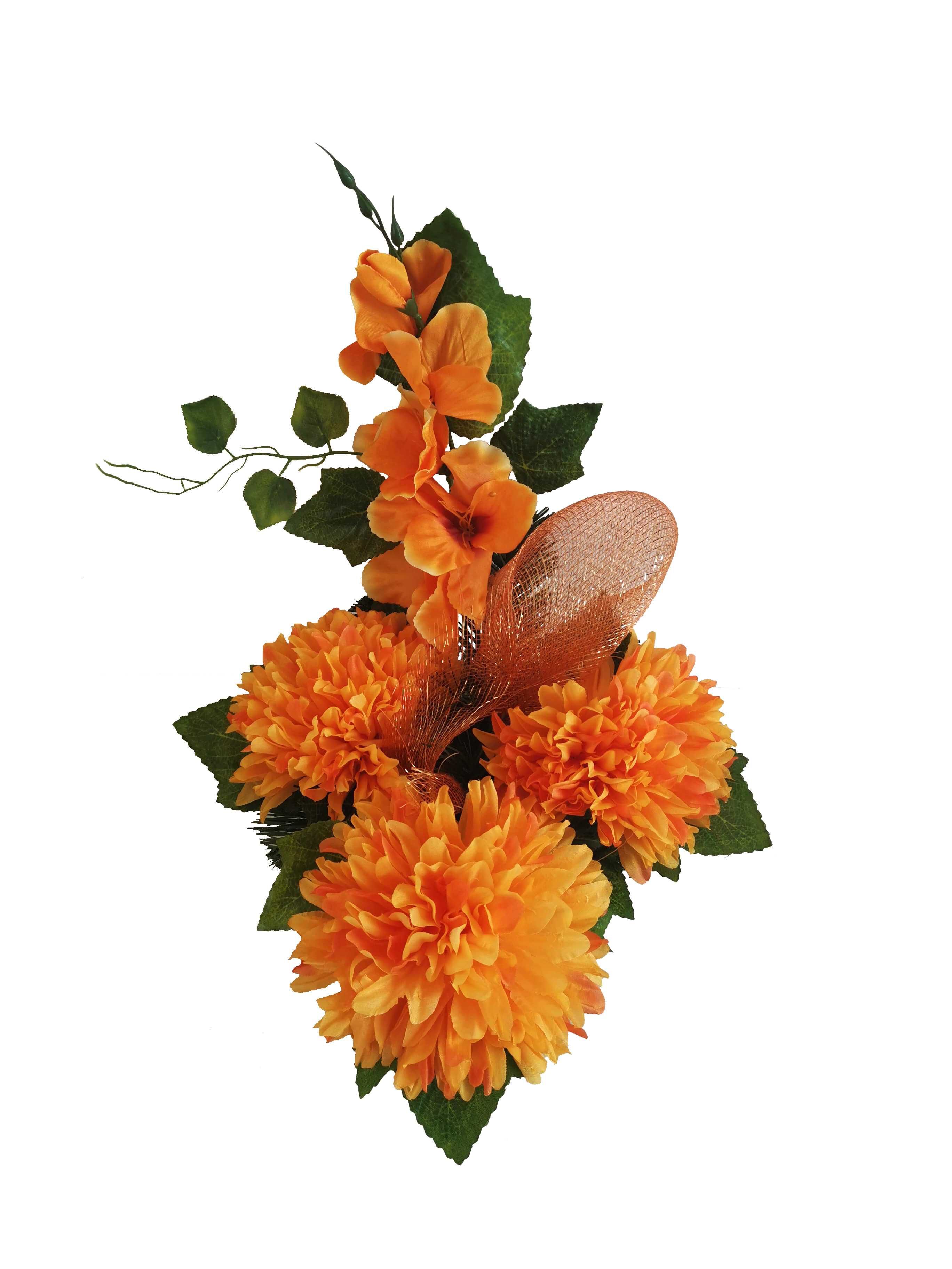 Stroik grób cmentarz kwiaty wiązanka chryzantema Pomarańcz