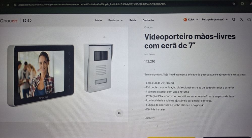 Kit videoporteiro ChaCon 7" 2H slim cinza
