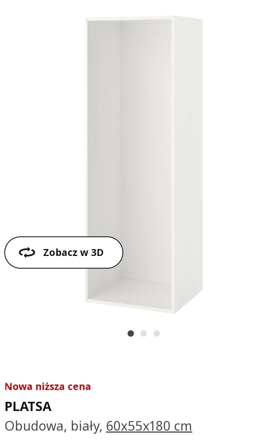 Ikea Platsa obudowa szafy białą.