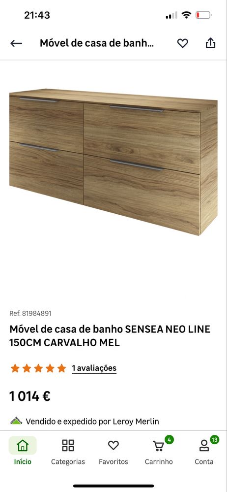 Movel casa banho Novo Carvalho