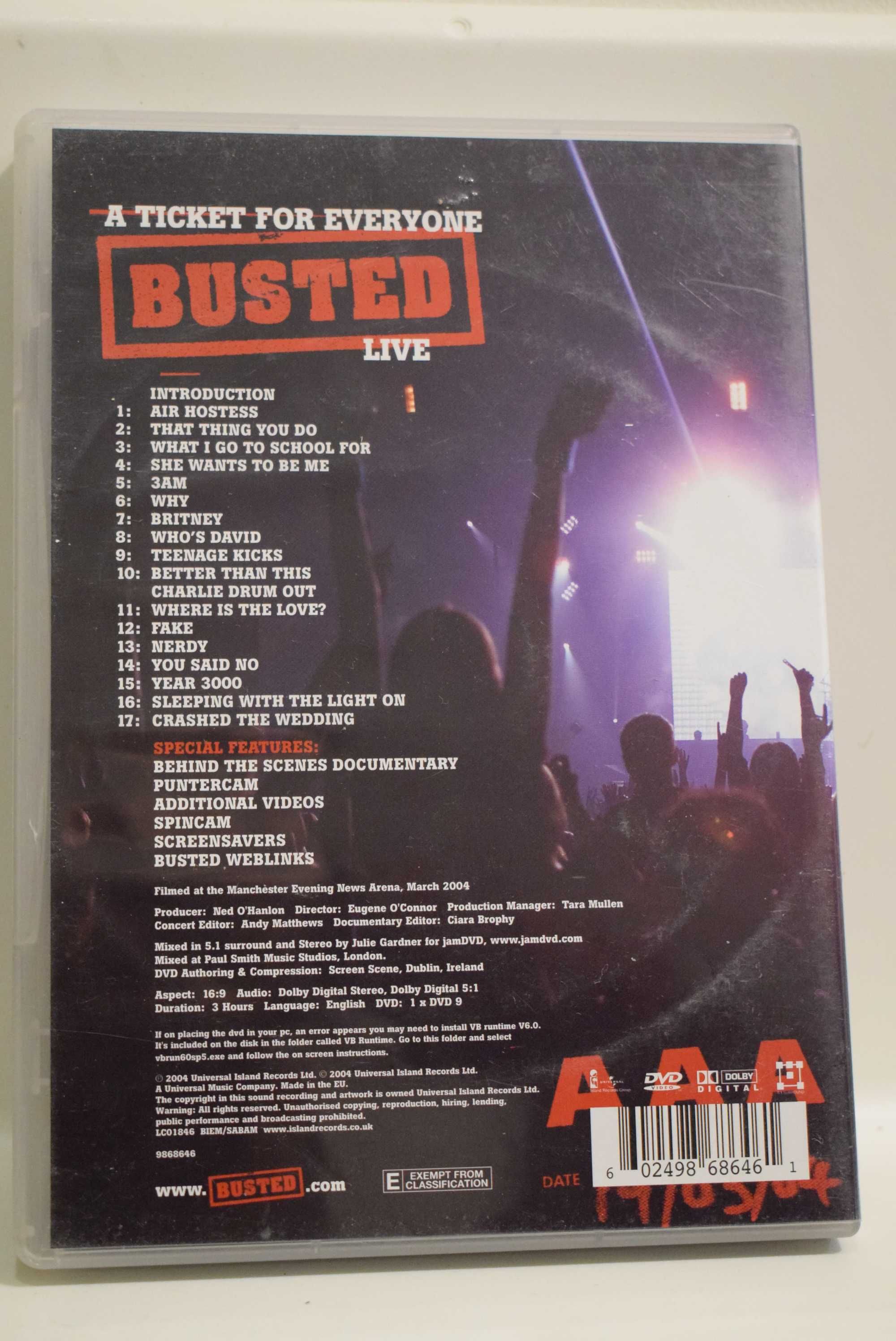 Busted  A Ticket For Everyone: Busted Live  DVD