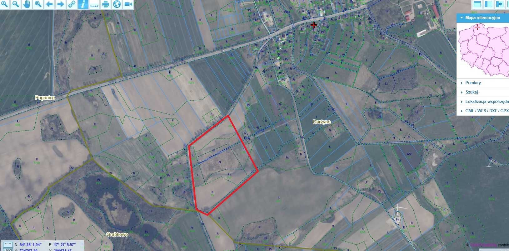 sprzedam działki rolne - 9,55ha, Darżyno