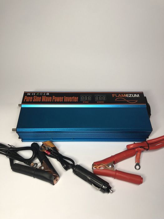 Інвертор FLAMEZUM 1000 Вт 12 V → 230 V, чиста синусоїда, USB