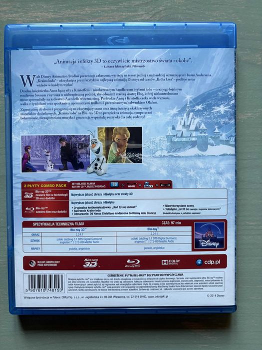 Kraina Lodu 3D (Frozen) (2x Blu-ray) wydanie PL