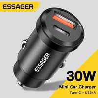 Essager Usb маленькая зарядка в прикуриватель  авто 30W QC 3.0