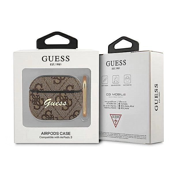 Guess GUA34GSMW AirPods 3 cover brązowy/brown 4G Script Metal Collecti