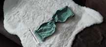 Bardotka bandeau bez ramiączek miętowy strój góra H&M r. 42