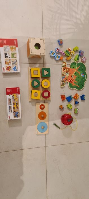 Duży zestaw zabawek drewnianych Goki Djeco