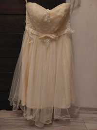Krótka sukienka tiul wieczorowa na wesele studniówę koronka