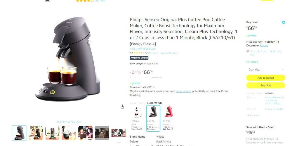 PHILIPS Senseo Original Plus Cafetera de Monodosis