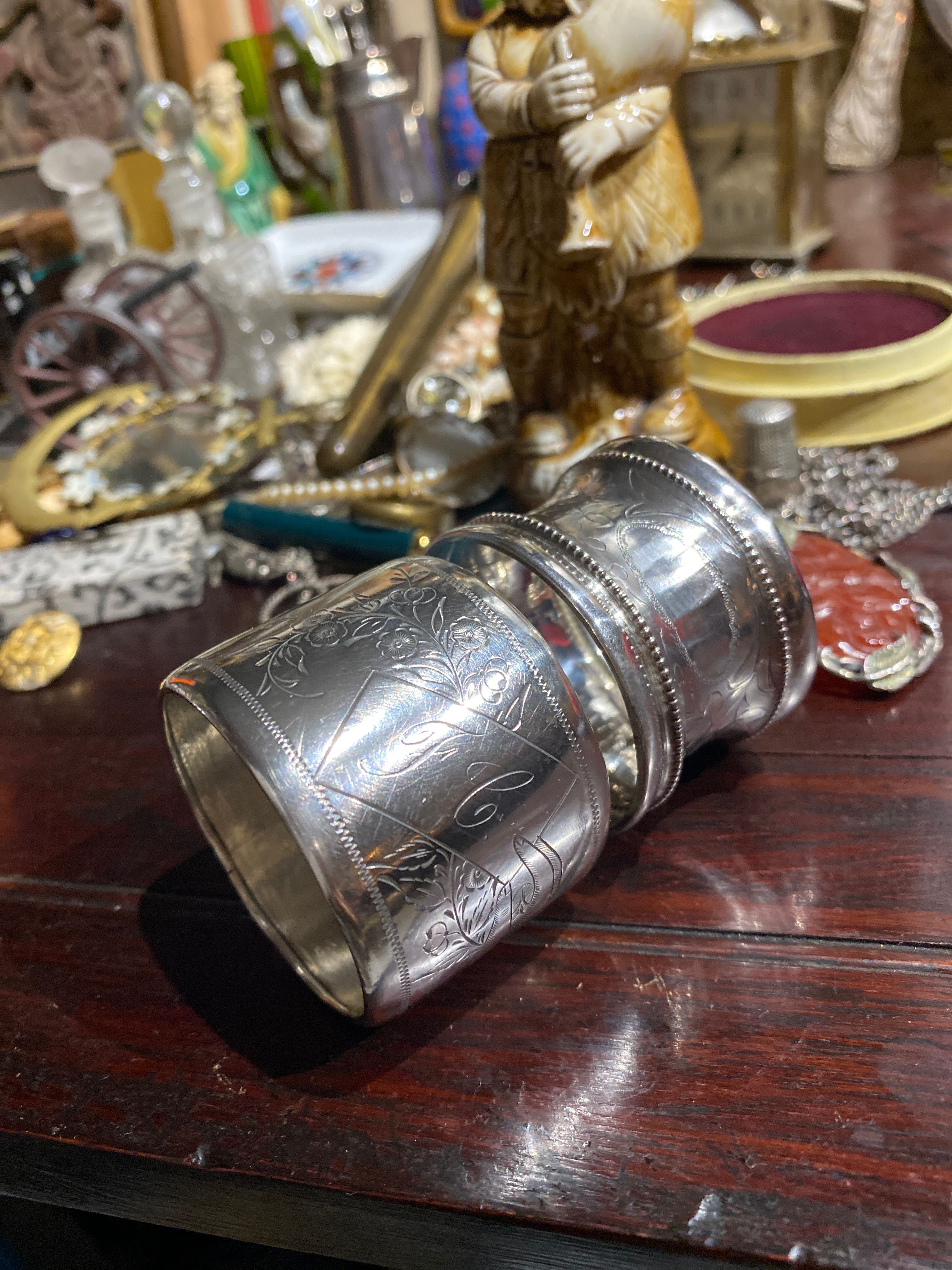 Argolas de Guardanapo Prata Portuguesa Javali e Porto Coroa 4,9 cm