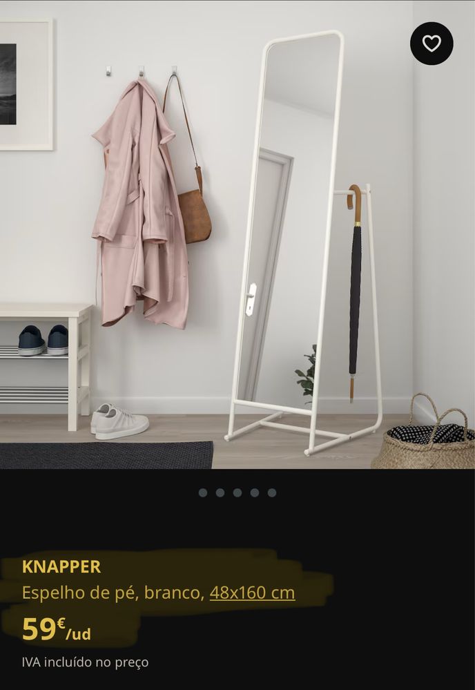 Espelho de pe branco ikea como novo