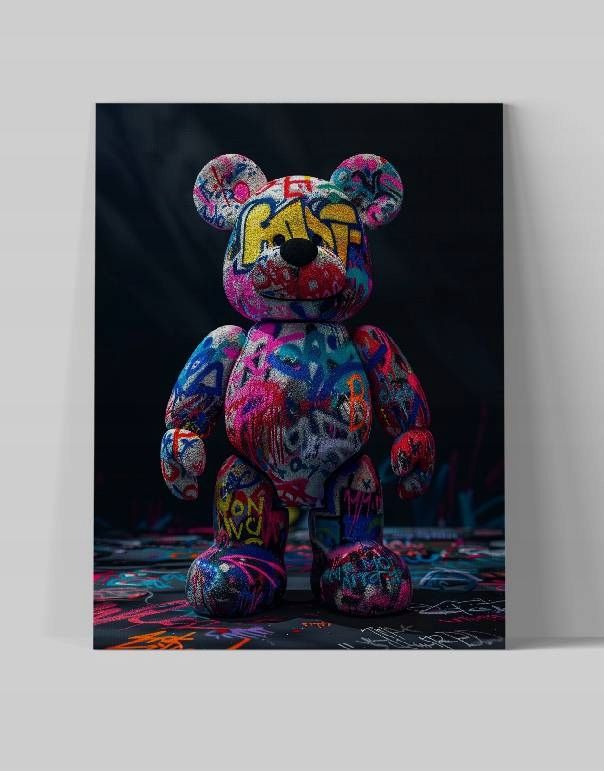 Obraz na płótnie "Grafitti Miś" 60x80 cm - nowoczesna sztuka do wnętrz
