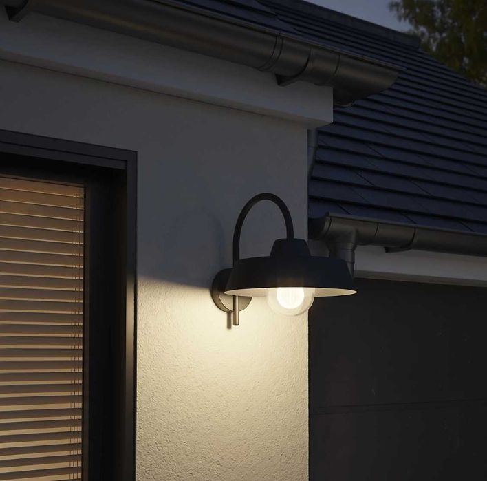 GoodHome Fixed Gloss Black lampa ścienna zewnętrzna (średnica) 30 cm