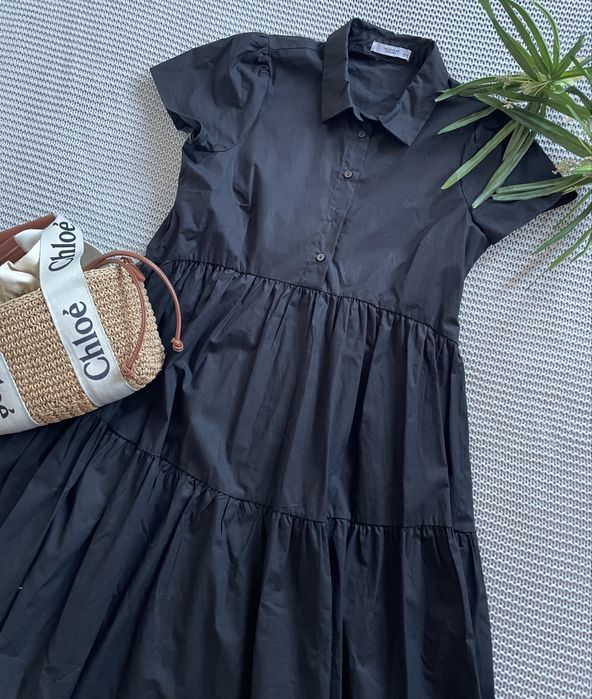 Reserved czarna sukienka bawełniana casual 100%bawełna old money roz36