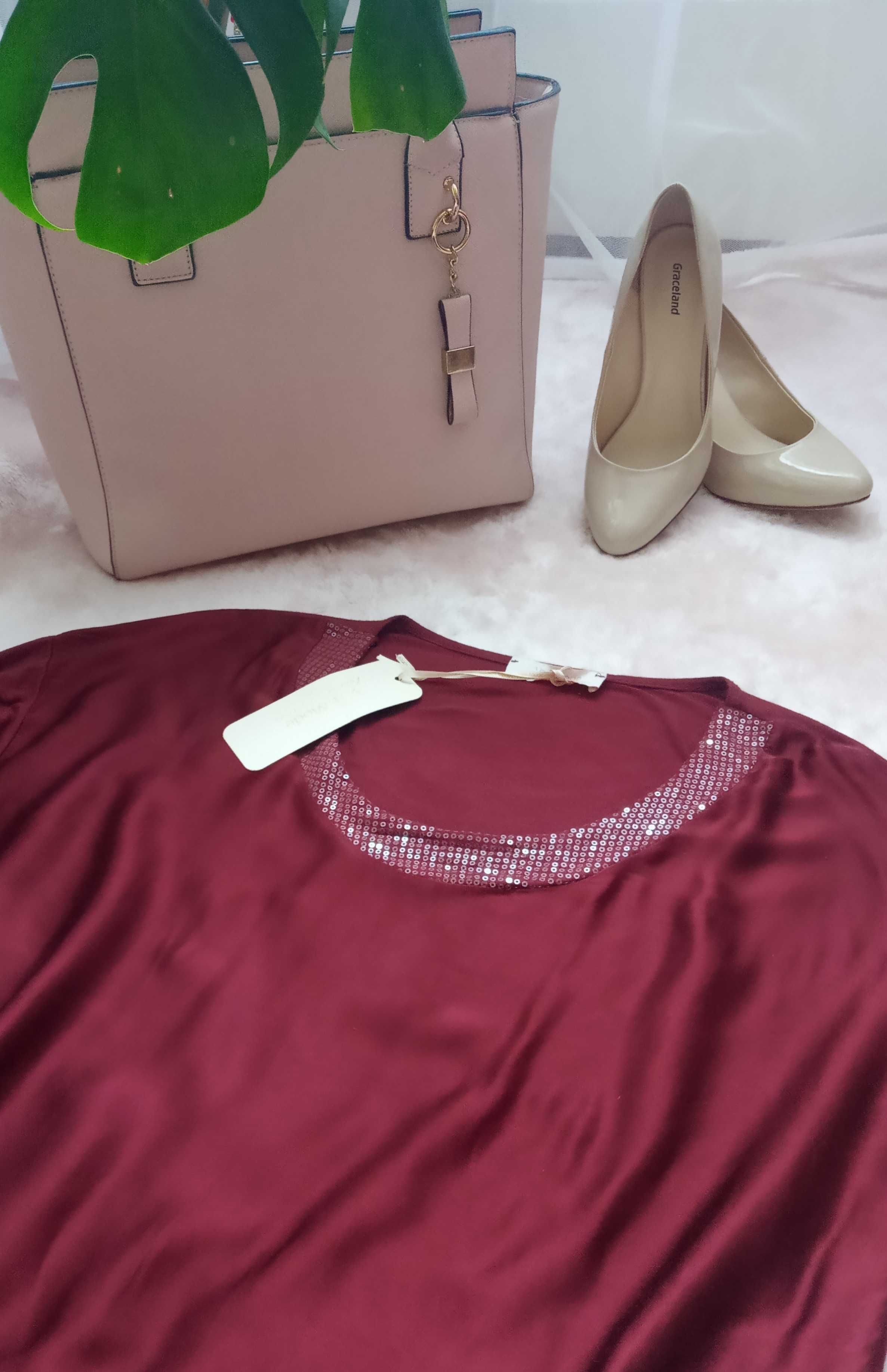 Bluzka NOWA top t-shirt koszulka włoska Vale Mode Italy M/L 38, 40