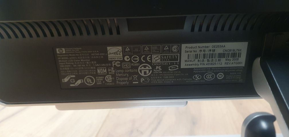 Monitor ekran HP W2007V 20 cali STAN IDEALNY GE253AA