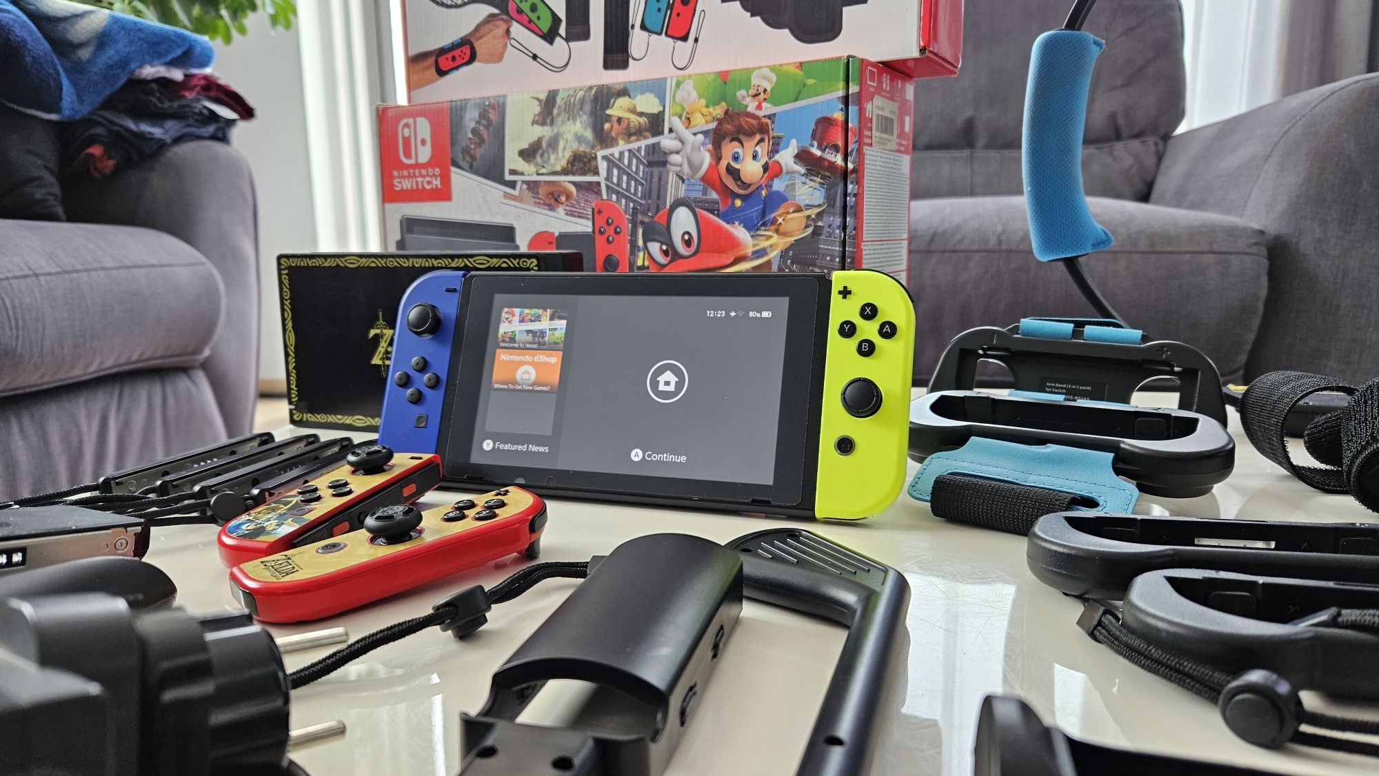 Nintendo Switch V1 CFW + dużo akcesoriów, etui, dodatkowe joy cony