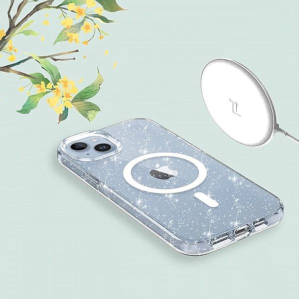 Tech-Protect Flexair Hybrid Magsafe Iphone 15 Pro Glitter Clear