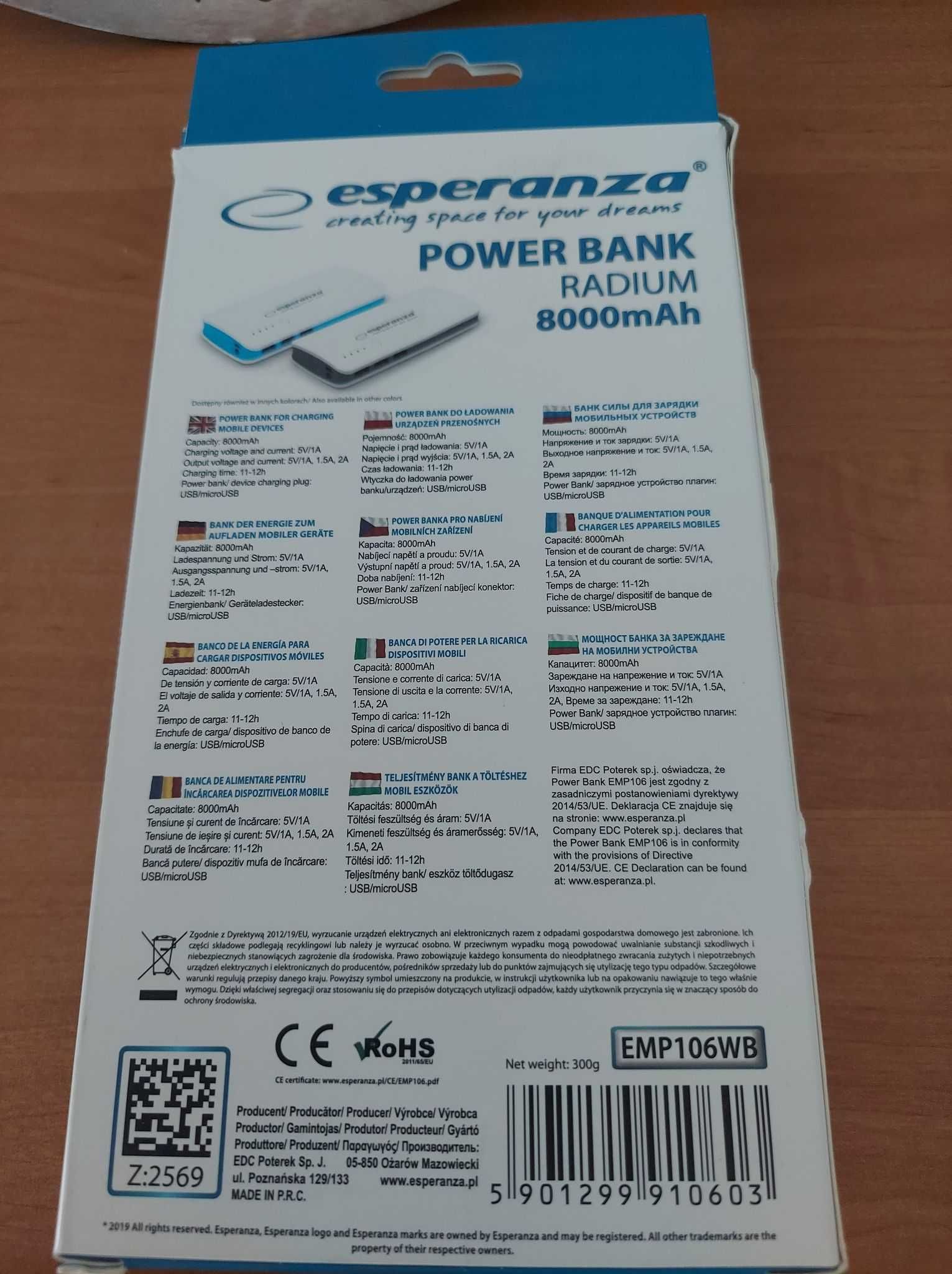 Powerbank Esperanza Radium 8000mAh