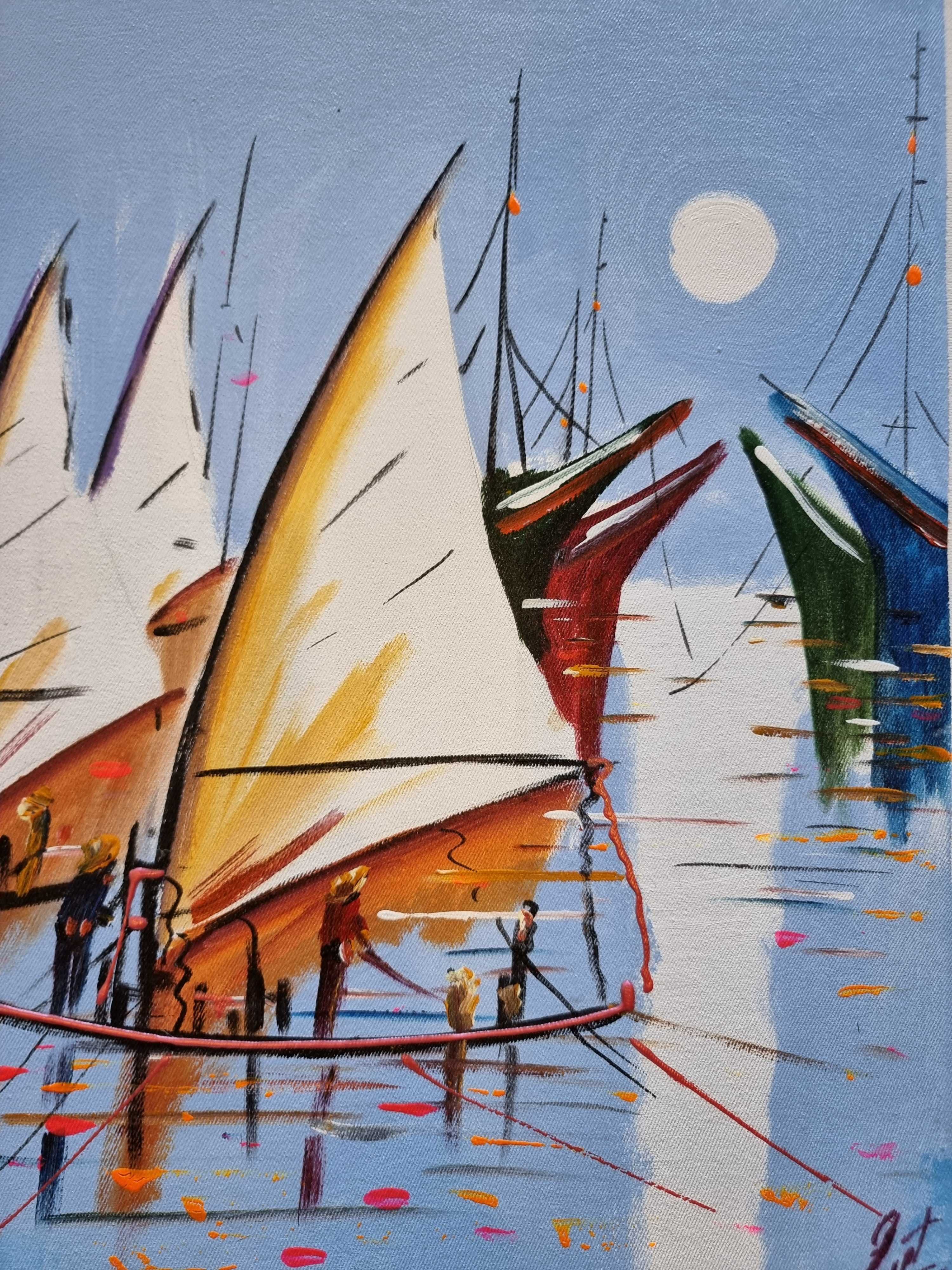 Quadro "Barcos a vela" - pintado à mão