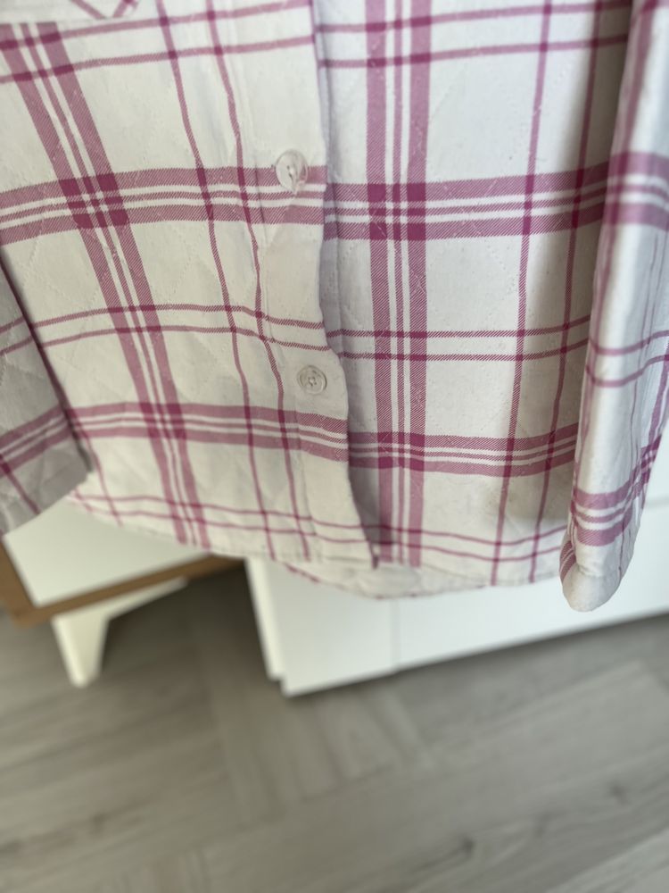 40 46 kurtka primark krata biała różowa oversize