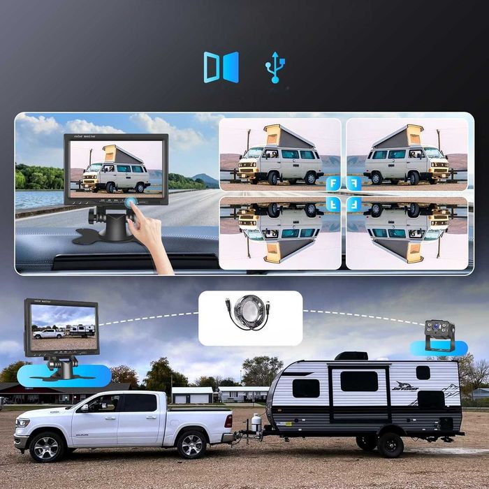 2x Kamera Cofania z Monitorem 9"