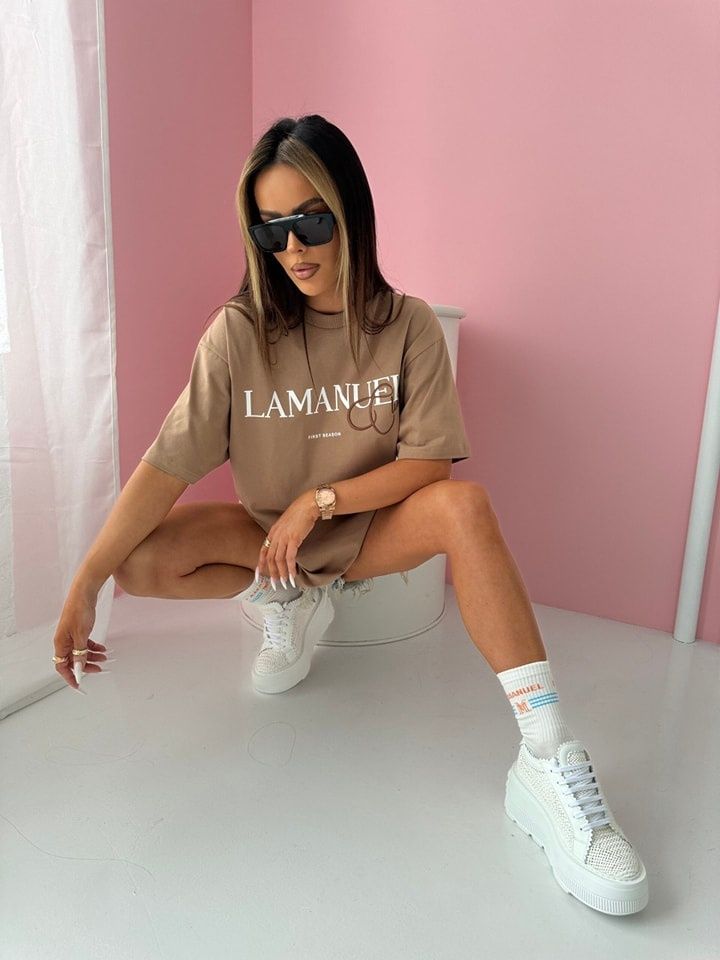 T-shirt LaManuel Club Uni lila miętowy camel beżowy