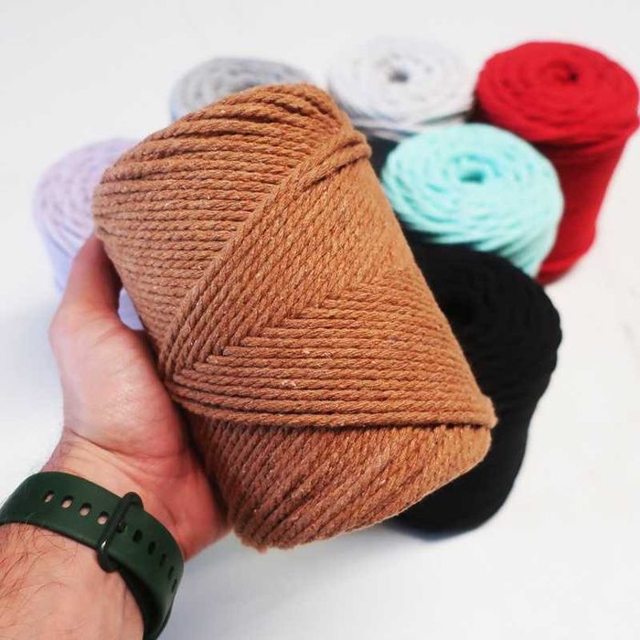 Fio de Algodão Torcido 3 Cabos 3PLY – Ideal para Macramé, Várias Cores