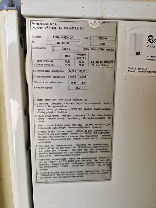 Caldeira aquecimento e aqs