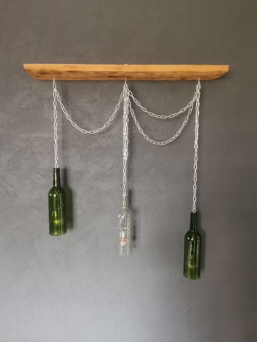 Półka ozdobna z trzema lampionami ręko dzieło