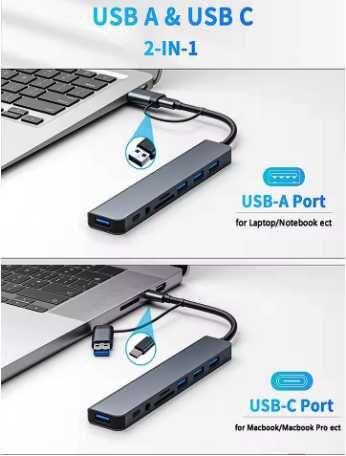 Hub USB C 8w1, Stacja Dokująca 5xUSB Audio SD TF