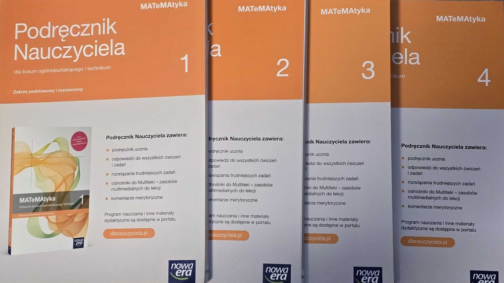 Matematyka podręczniki nauczyciela 1, 2, 3, 4 NOWA ERA NOWY komplet