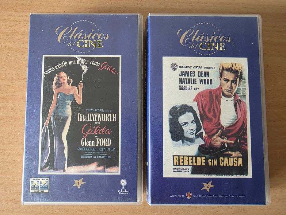 2 filmes clássicos em VHS: Gilda e Rebelde sin Causa