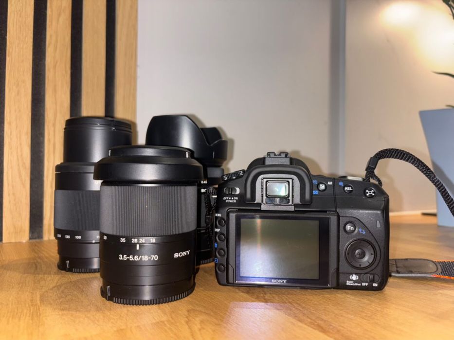 Aparat Sony DSLR A350 + 3 obiektywy + dodatki