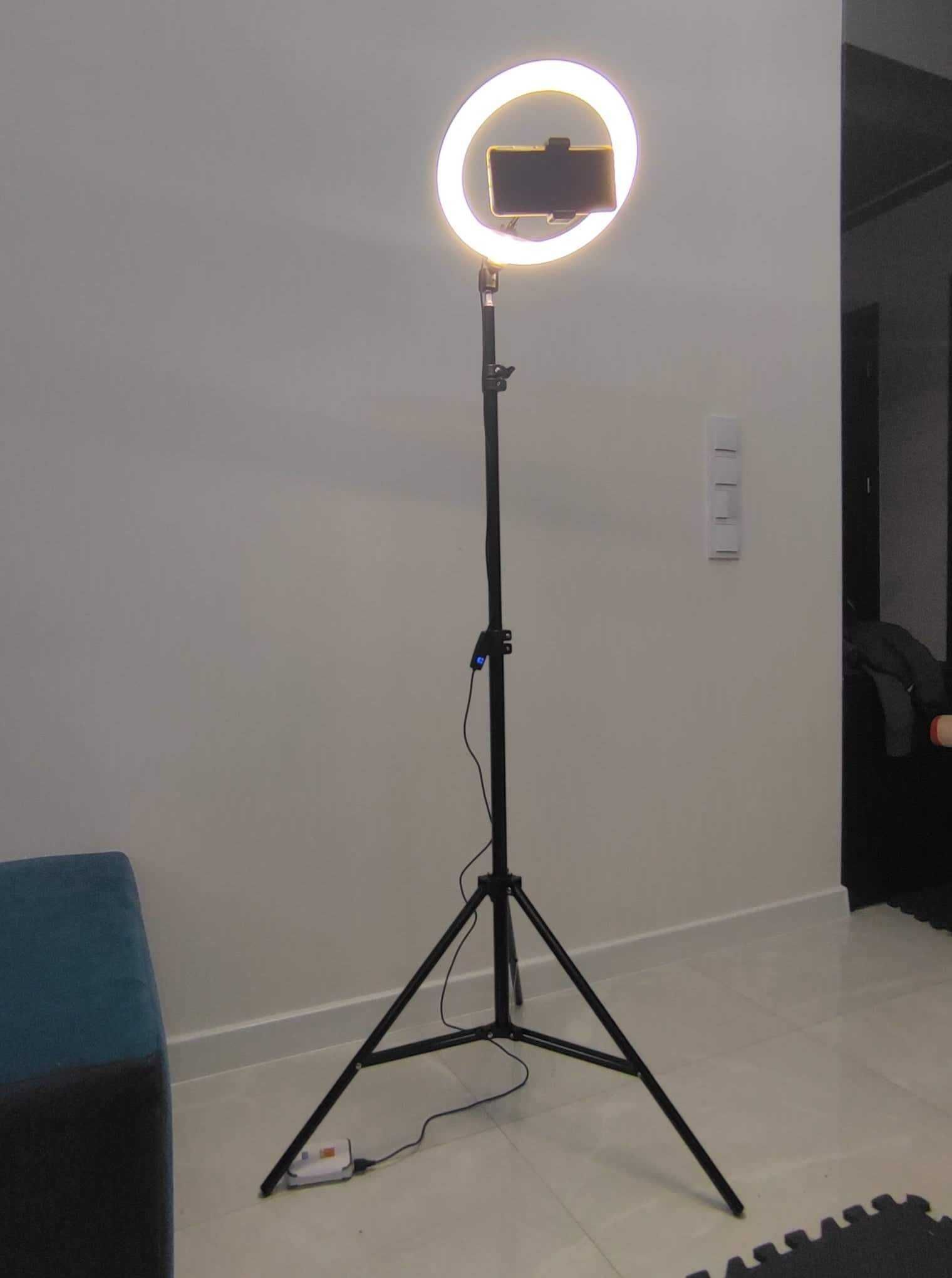 Pierścieniowa lampa LED Premium, xxl, statyw tripod, selfie, makijaż