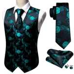 L XL XXL Kamizelka Krawat poszetka elegancka garnituru czarna turkus