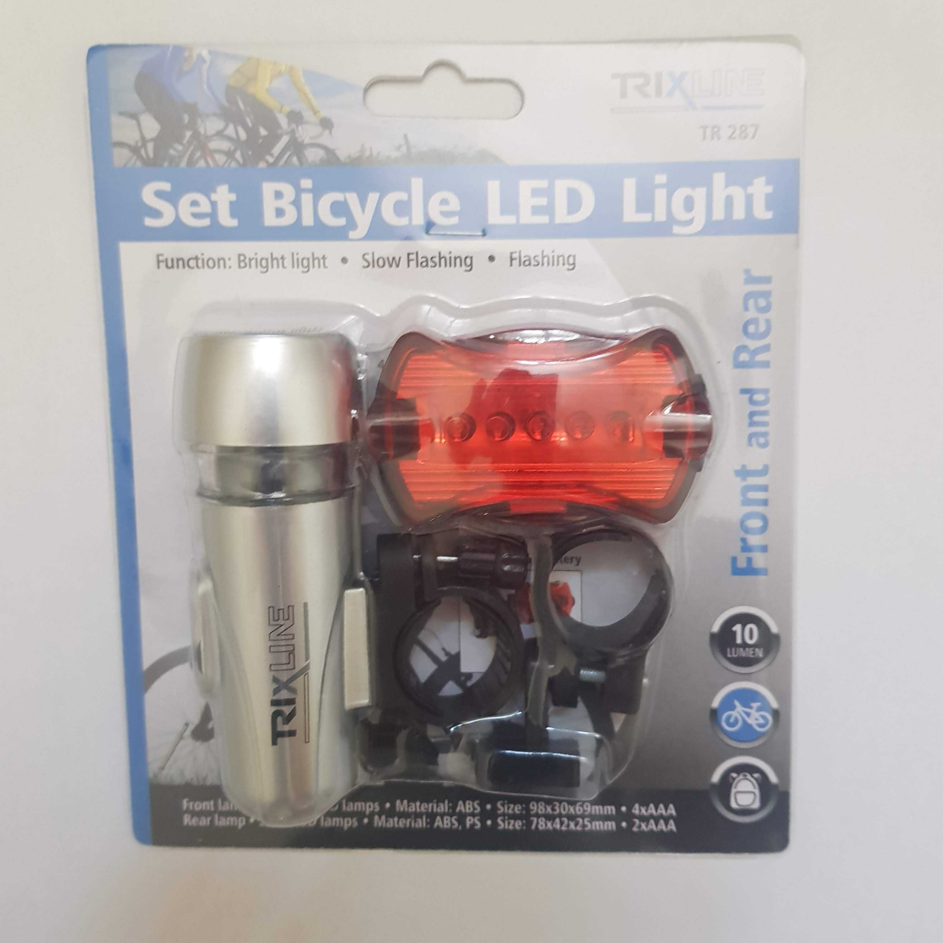 Lampka rowerowa LED na baterie komplet  przód-tył nowa