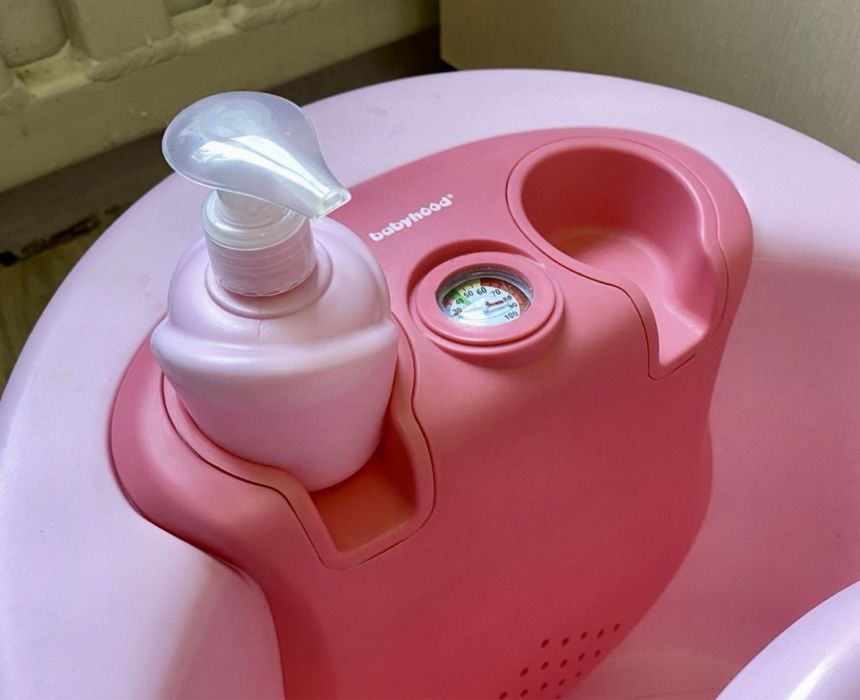 Детская ванночка для купания с термометром Babyhood, ванная с горкой